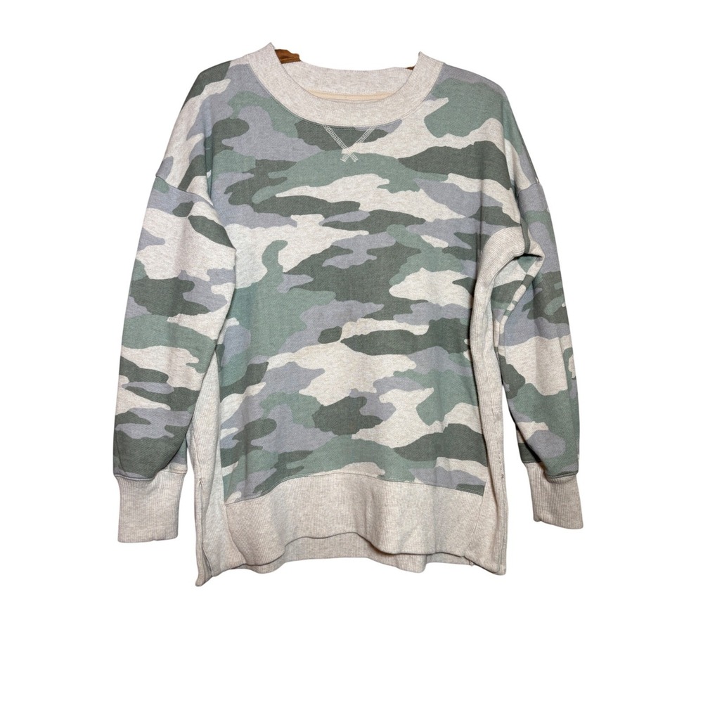Aerie XS Womens Camo Crewneck Sweatshirt Oversized Boxy Comfort Cozy Activewear